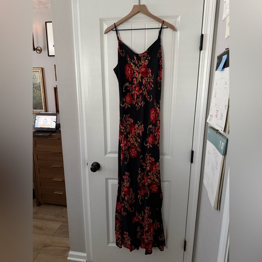 Reformation Black and Red Floral Maxi Dress